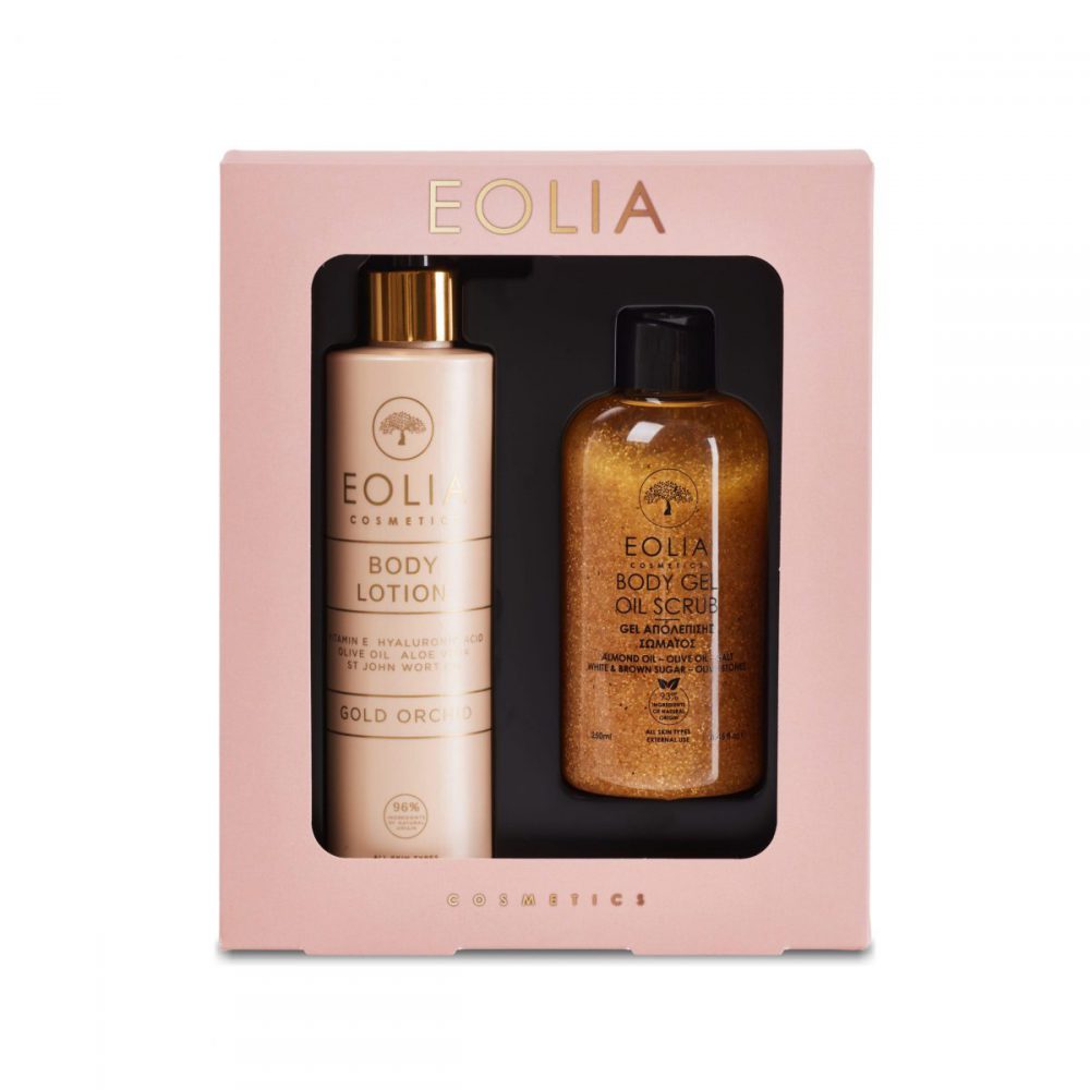 Gift Box Body Lotion Gold Orchid Smimmering & Body Gel Scrub – Eolia Cosmetics